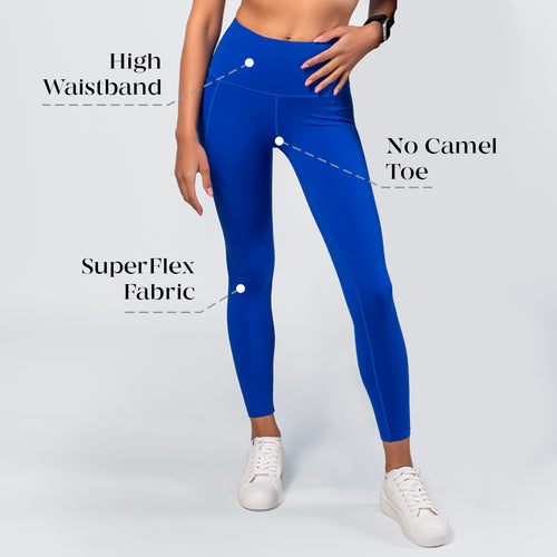 Buy Alcis Women Cobalt Blue Colorblock Anti Static Slim Fit Full Length  Sports Tights online
