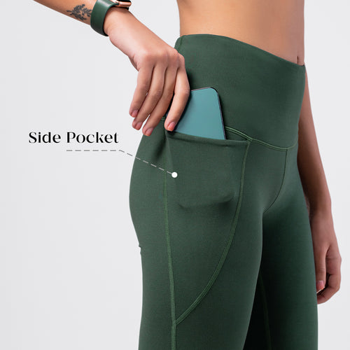 Side Pocket Leggings, GREEN